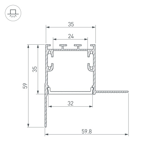 Профиль с экраном SL-LINIA32-FANTOM-EDGE-2500 ANOD+FROST (Arlight, Алюминий) в Туле фото 3