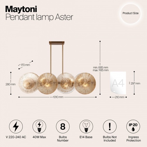 Светильник на штанге Maytoni Aster MOD007PL-08G1 в Нижнем Новгороде фото 4