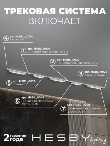 Комплект трековый Hesby Lighting №1 однофазная накладная Skylite HSBL_kompl_S001_NI3W3K в Нижнем Новгороде фото 10