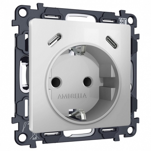 Розетка с заземлением и 2хUSB type C, без рамки Ambrella Volt ALFA MA410510 в Нижнем Новгороде
