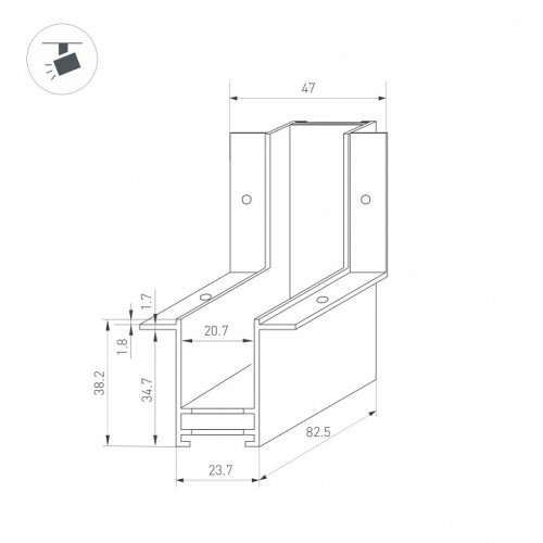 Соединитель угловой L-образный для треков встраиваемых Arlight MAG-25 034230 в Нижнем Новгороде фото 2