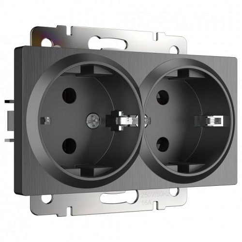 Розетка двойная с заземлением, без рамки Werkel графит рифленый W1172004 в Нижнем Новгороде