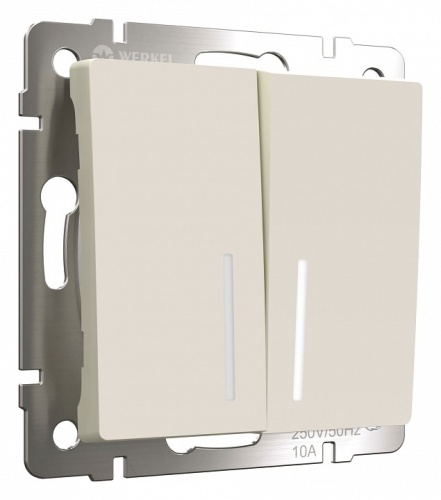 Выключатель двухклавишный с подсветкой без рамки Werkel айвори матовый W1120162 в Нижнем Новгороде