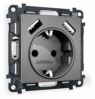 Розетка с заземлением и со шторкой и 2хUSB type A, без рамки Ambrella Volt ALFA MA659010 в Нижнем Новгороде