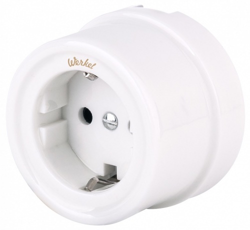 Розетка с заземлением, без рамки Werkel Ретро (белый) W5671001 в Нижнем Новгороде