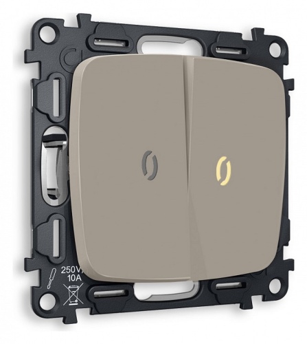 Выключатель двухклавишный с подсветкой без рамки Ambrella Volt OMEGA MO364010 в Нижнем Новгороде