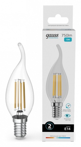 Лампа светодиодная Gauss Filament Elementary E14 12Вт 4100K 42122 в Нижнем Новгороде