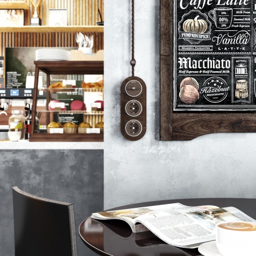 Выключатель двухклавишный с корпусом Werkel Vintage (мокко матовый/хром) W5822052 в Нижнем Новгороде фото 4