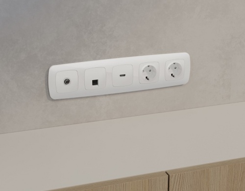 Розетка Ethernet RJ-45 и со шторками, без рамки Ambrella Volt OMEGA MO112005 в Нижнем Новгороде фото 3