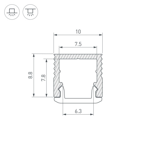 Профиль SL-MINI-10-2000 ANOD (Arlight, Алюминий) в Куйбышеве фото 7