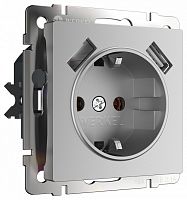 Розетка с заземлением и со шторкой и 2хUSB, без рамки Werkel  W1171506 в Нижнем Новгороде