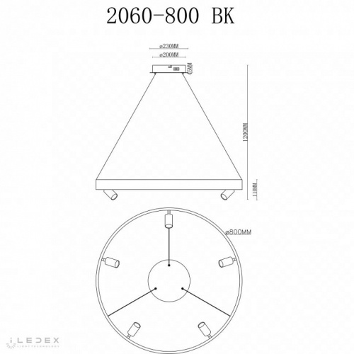 Подвесная люстра iLedex Vision 2060-D800 BK в Нижнем Новгороде фото 2