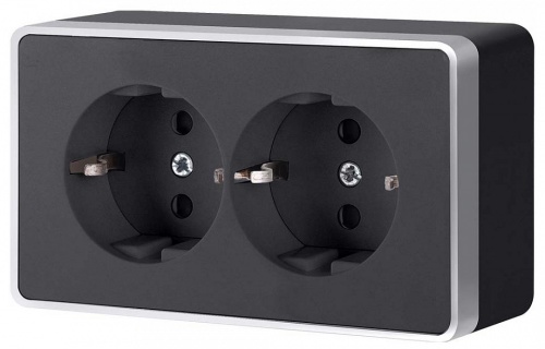 Розетка двойная с заземлением Werkel Gallant (черный с серебром) W5072134 в Нижнем Новгороде