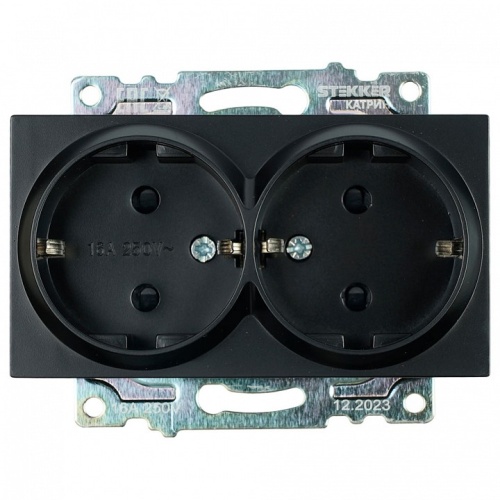 Розетка двойная с заземлением и со шторкой, без рамки Stekker Катрин 39612 в Нижнем Новгороде