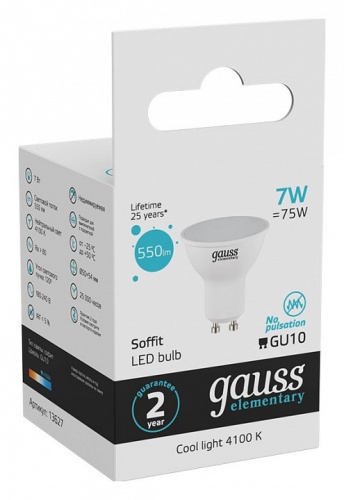 Лампа светодиодная Gauss Софит GU10 7Вт 4100K 13627 в Нижнем Новгороде фото 4