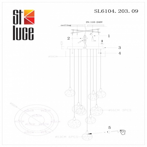 Подвесная люстра ST-Luce Montecelio SL6104.203.09 в Арзамасе фото 3