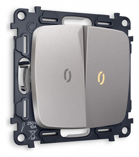 Выключатель двухклавишный с подсветкой без рамки Ambrella Volt OMEGA MO504010 в Нижнем Новгороде