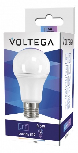Лампа светодиодная Voltega Simple E27 9Вт 4000K 4709 в Чебоксарах фото 2