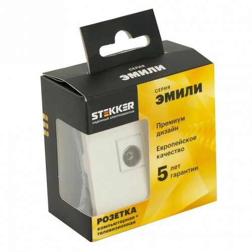 ТВ-розетка и розетка Ethernet RJ-45 без рамки Stekker Эмили 49872 в Нижнем Новгороде фото 2