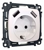 Розетка с заземлением и 2хUSB type A, без рамки Ambrella Volt OMEGA MO209010 в Нижнем Новгороде