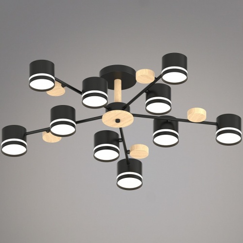 Люстра на штанге 68730-0.3-10 GX53 BK+WOOD в Нижнем Новгороде