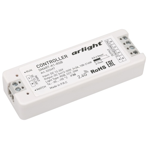 Контроллер SMART-K1-RGB (12-24V, 3x3A, 2.4G) (Arlight, IP20 Пластик, 5 лет) в Котельниче