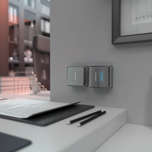 Выключатель двухклавишный с подсветкой Werkel Gallant (серебряный) W5020106 в Нижнем Новгороде фото 2