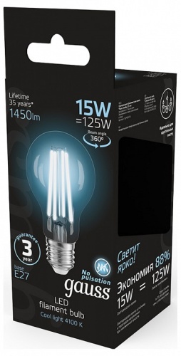 Лампа светодиодная Gauss Filament E27 15Вт 4100K 102902215 в Нижнем Новгороде фото 6