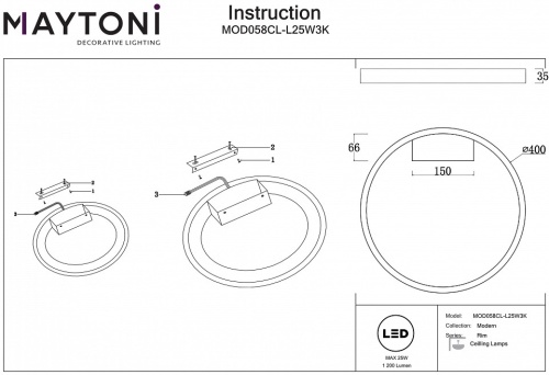 Накладной светильник Maytoni Rim MOD058CL-L25W3K в Волгограде фото 5