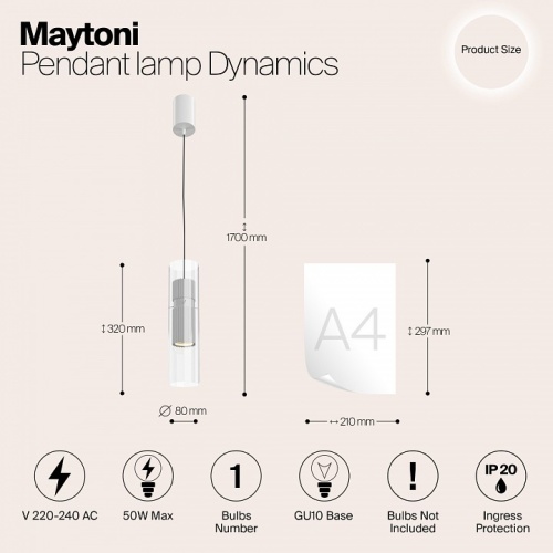 Подвесной светильник Maytoni Dynamics MOD326PL-01W в Дудинке фото 2