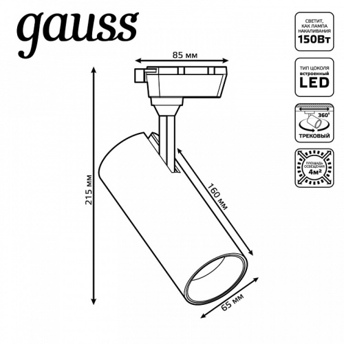 Светильник на штанге Gauss Track Light TR062 в Нижнем Новгороде фото 2