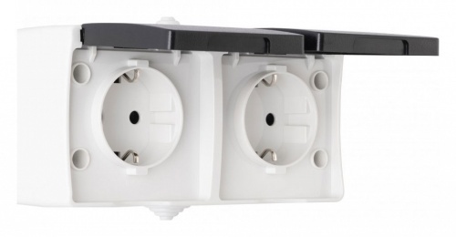 Блок с розетками влагозащищенными с заземлением и крышкой Arte Milano am-309 309.40-2.grey в Нижнем Новгороде