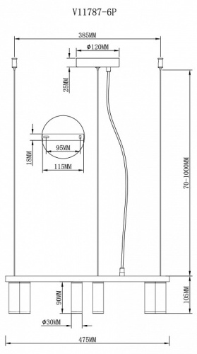 Подвесная люстра Moderli Sofina V11787-6P в Нижнем Новгороде фото 2