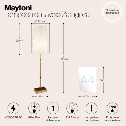 Настольная лампа декоративная Maytoni Zaragoza H001TL-01BS в Старом Осколе фото 3