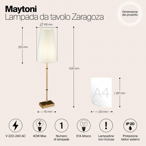 Настольная лампа декоративная Maytoni Zaragoza H001TL-01BS в Чебоксарах фото 3