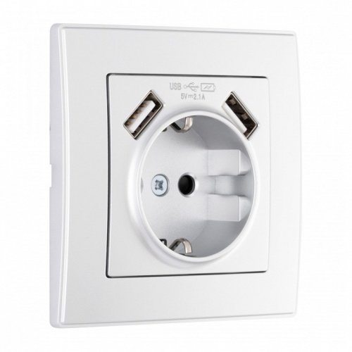 Розетка с заземлением и со шторкой и 2хUSB Arte Milano SET06-1 SET06-1-47-1 silver в Нижнем Новгороде