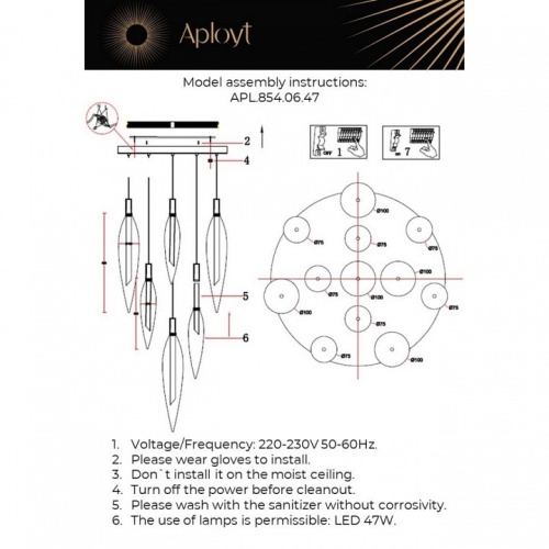 Подвесная люстра Aployt Emilin APL.854.06.47 в Дятьково фото 2