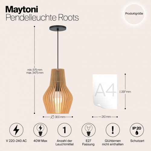 Подвесной светильник Maytoni Roots MOD191PL-01W1 в Яранске фото 3