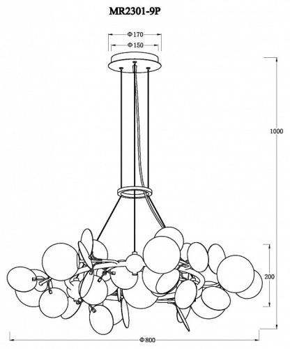 Подвесная люстра MyFar Flavia MR2301-9P в Нижнем Новгороде фото 4