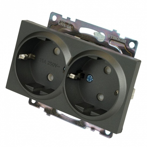 Розетка двойная с заземлением и со шторкой, без рамки Stekker Катрин 49425 в Нижнем Новгороде фото 7