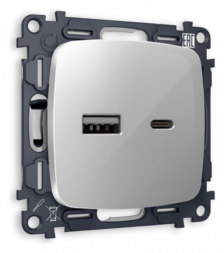 Розетка 2хUSB type A и C без рамки Ambrella Volt OMEGA MO411010 в Нижнем Новгороде