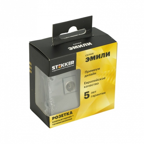 ТВ-розетка и розетка Ethernet RJ-45 без рамки Stekker Эмили 49950 в Нижнем Новгороде фото 2