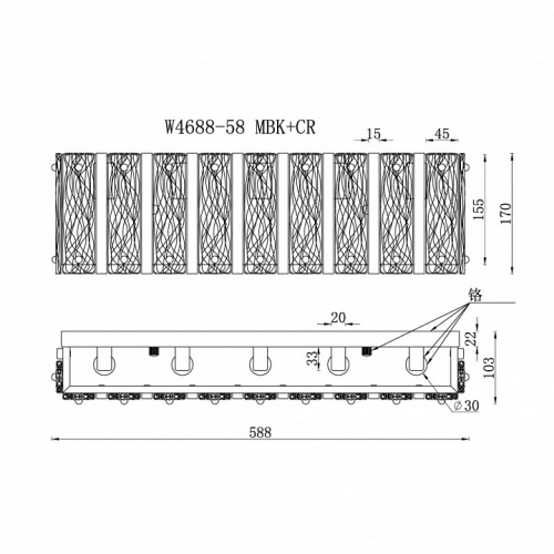 Накладной светильник iLamp Panorama W4688-58 MBK+CR в Нижнем Новгороде фото 2