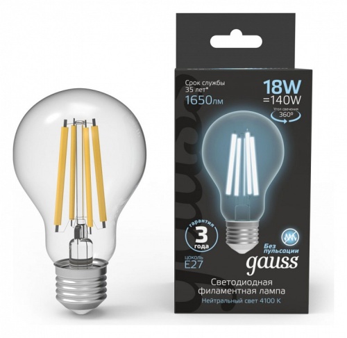 Лампа светодиодная Gauss Filament E27 18Вт 4100K 102902218 в Нижнем Новгороде фото 5