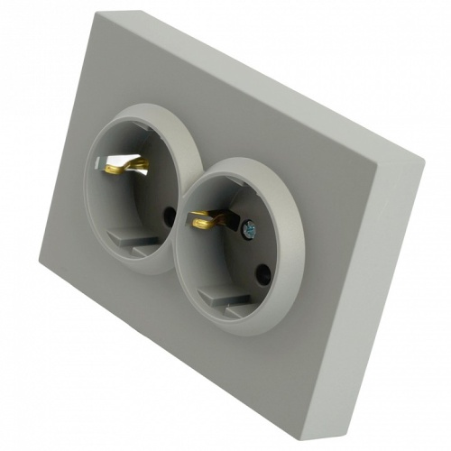 Розетка двойная с заземлением и со шторкой Stekker Эмили 49960 в Нижнем Новгороде фото 3