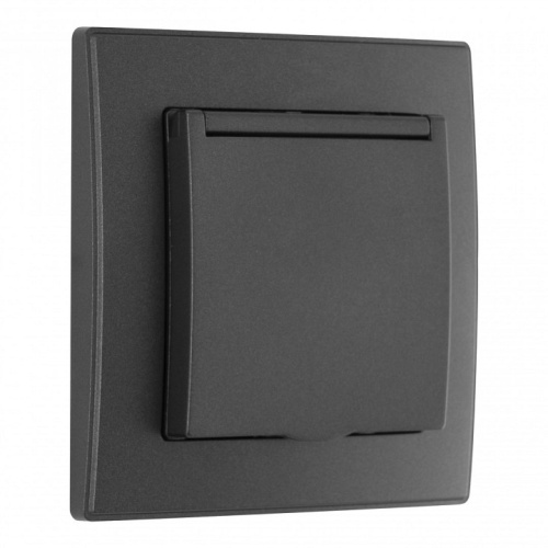 Розетка с заземлением и шторкой, с крышкой Arte Milano SET06-1 SET06-1-41-1 black в Нижнем Новгороде фото 3