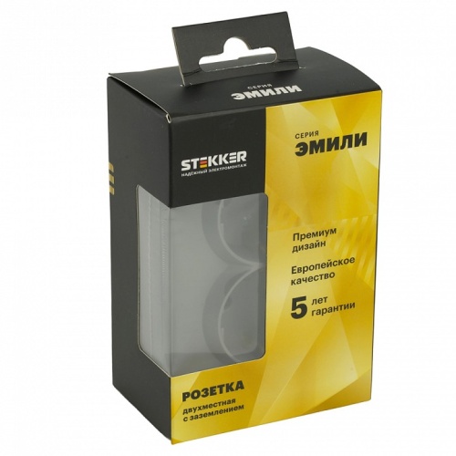 Розетка двойная с заземлением и со шторкой Stekker Эмили 49960 в Нижнем Новгороде фото 2