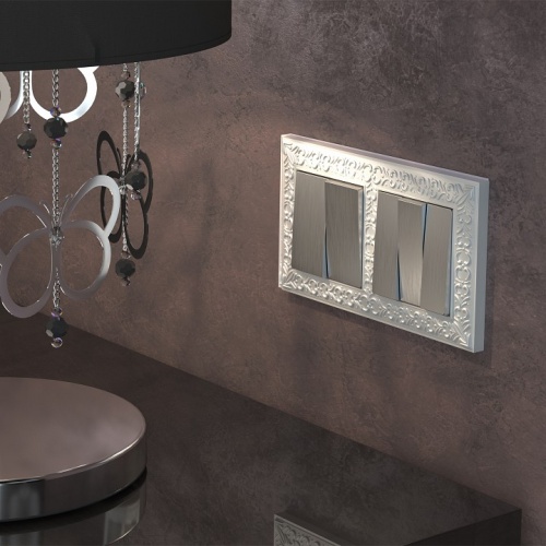 Выключатель двухклавишный без рамки Werkel серебряный рифленый W1122009 в Нижнем Новгороде фото 4