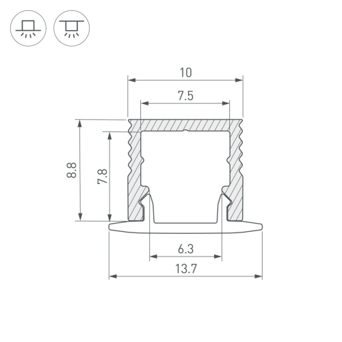 Профиль SL-MINI-10-2000 ANOD (Arlight, Алюминий) в Куйбышеве