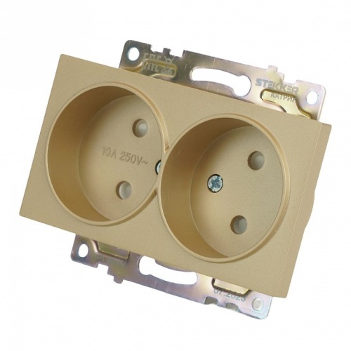 Розетка двойная без заземления и со шторкой, без рамки Stekker Катрин 49225 в Нижнем Новгороде фото 8